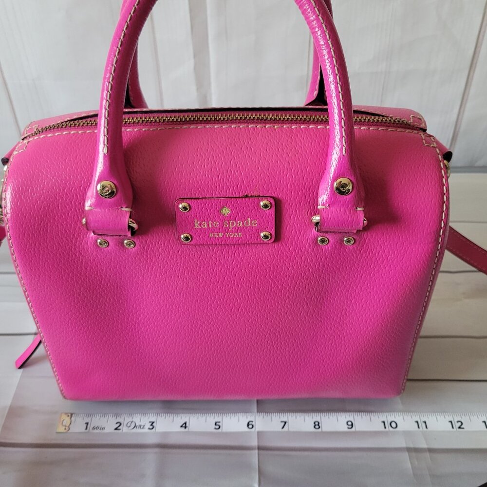 Kate Spade New York Pink Magenta Leather Satchel Purse w/ Detachable Crossbody - Picture 8 of 11